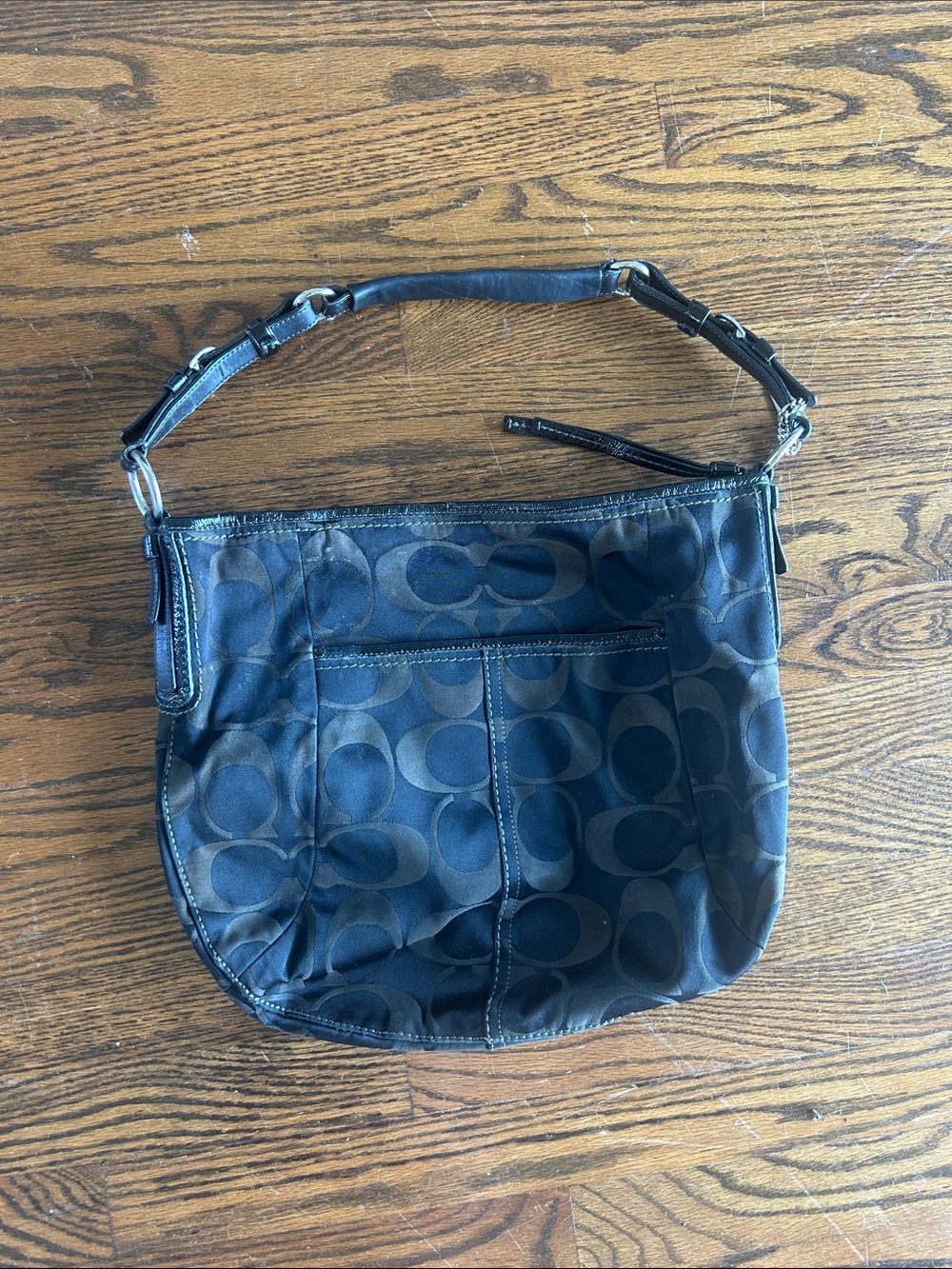 Coach Black Signature 'C' Shoulder Bag Logo